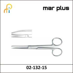 MAR PLUS OPERATING SCISSORS, SH/BL, CVD., 15.5 CM